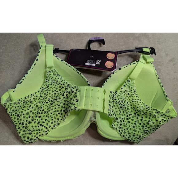 Secret Treasures TShirt Bra PLus Size 40 DD 40DD Underwire Neon Green Leopard - Picture 2 of 3